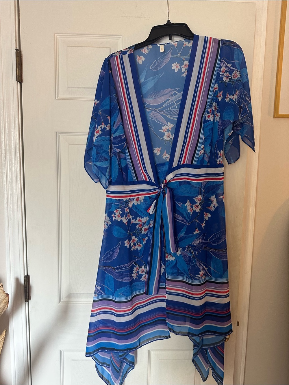 Gottex Blue Floral Asymmetrical Swim Cover-Up